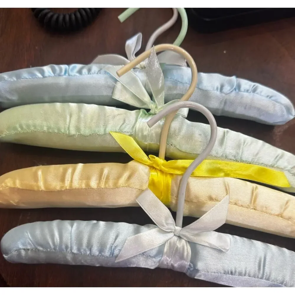 Lot VTG Satin Padded Baby Hangers Nursery Pastel 70s 80s Cottagecore-